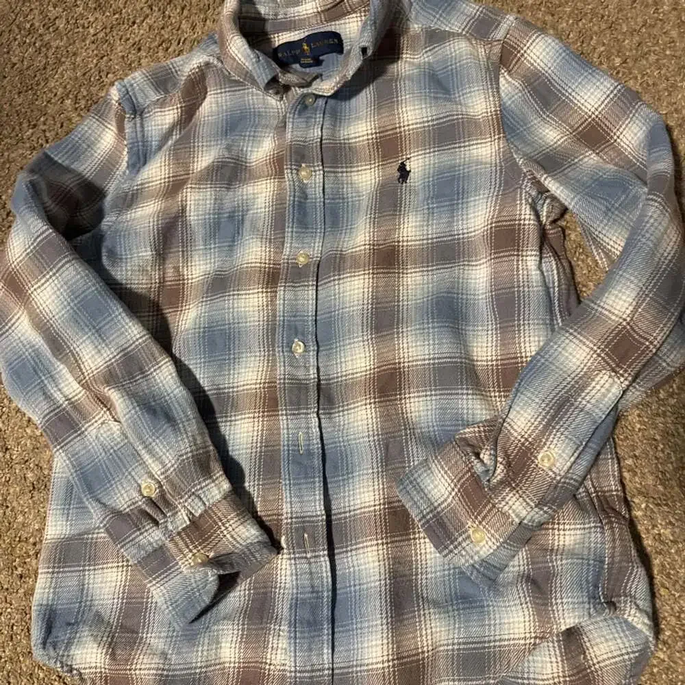 Ralph Lauren Boys Blue Plaid Long Sleeve Button-Down Shirt Medium 10-12